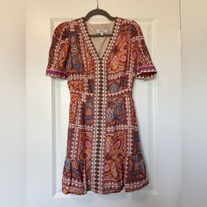 Avara women's printed puff-sleeve mini dress size small
